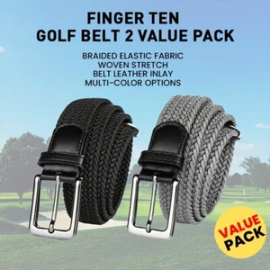 Golf Belts for Men 2 Pack Braided Elastic Fabric Stretch Canvas Woven Belt - Bild 1 von 19