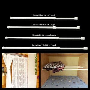 Telescopic Net Voile Tension Curtain Rail Pole Rod Rods Spring Loaded Extendable