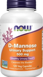 Now Foods D-Mannose 500 mg 120 Veg Capsules Urinary Bladder Health *EXP 08/2028* - Picture 1 of 8