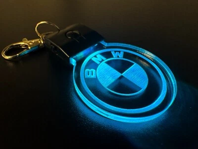 LASER PLATE SUPPLIES BMW Logo LED Light Keyring / Keychain 7 Colour LED Car Logo Emblem M Sport