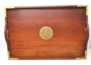 VERY NICE CHINESE HARDWOOD TRAY BRASS DECORATION WELL MADE - Picture 1 of 7