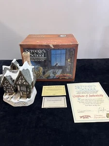 David Winter Cottages Scrooge's School John Hine Studios Christmas 1992 Box COA - Picture 1 of 12