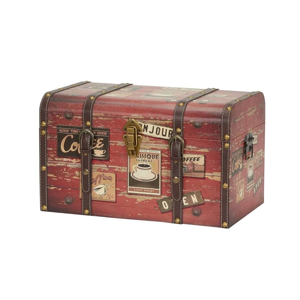 Household Essentials 9245-1 Medium Decorative Home Storage Trunk Luggage Coffee