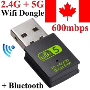 USB WiFi Bluetooth 4.2 Wireless Adapter Network Dongle 600Mbps Windows 2.4G/5G - Picture 1 of 6