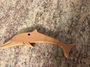 Dolphin Ornament - Hand Carved - Wooden - Picture 1 of 2