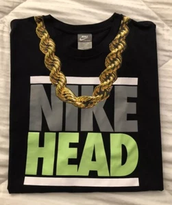 Vintage NIKE Sportswear NSW Nike Head Gold Chain T-shirt Tee Shirt XXL Very RARE - Picture 1 of 10