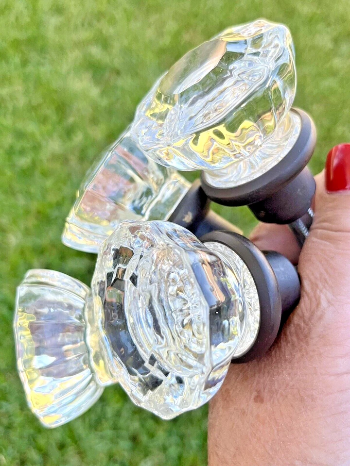 Juego de perillas de puerta de 12 puntos de cristal transparente de colección/4 perillas de puerta restauraciones de casa de 2" Foto 1 de 4