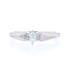 White Gold Diamond Engagement Ring - 10k Marquise .27ctw
