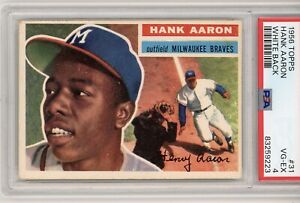1956 Topps Baseball Hank Henry Aaron #31 Centered PSA 4 EX WHITE BACK Braves HOF