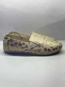 Scarpe TOMS Alpargata in tela beige/oro lamina stampa fiori ballerine taglia 8,5 donna - Foto 1 di 10