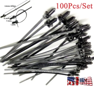 100Pcs Car Nylon Zip Mount Tie Wrap Cable Bundled Wire Fastening Clips Universal - Picture 1 of 7