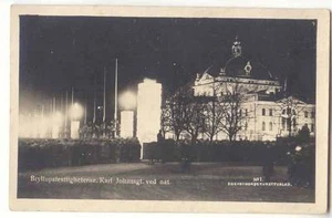 Norway Oslo Bryllupsfestligheterne Karl Johansgt. ved nat. Night RPPC Eneret #1 - Picture 1 of 1