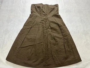 NEW J Crew Textured Seersucker Strapless Dress Size 8 Brown NWT - Picture 1 of 6
