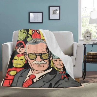 Vintage Style Stan Lee And His Avengers Ultra-Soft Micro Fleece Blanket - Image 1 of 4