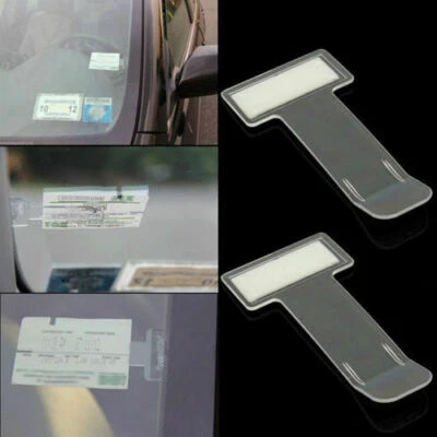 2x Auto Fahrzeug Windschutzscheibe Parkticket Clip Sticker Pass Holder Gadget