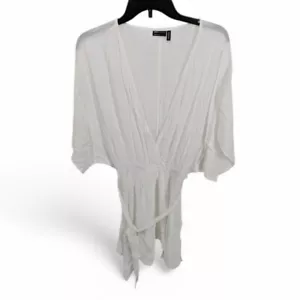 ASOS DESIGN Damen weißer Kimono Minikleid Überwurf Viskose Gürtel Größe 6 - Bild 1 von 5