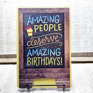 American Greetings Birthday Card Amazing People Sign Cut Out Brown Green - Picture 1 of 9