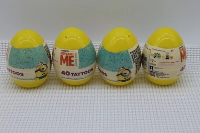 Lote de 4 Huevos Plásticos Jumbo Despicable Me Minion 40 Tatuajes Nuevos Precintados Foto 1 de 4