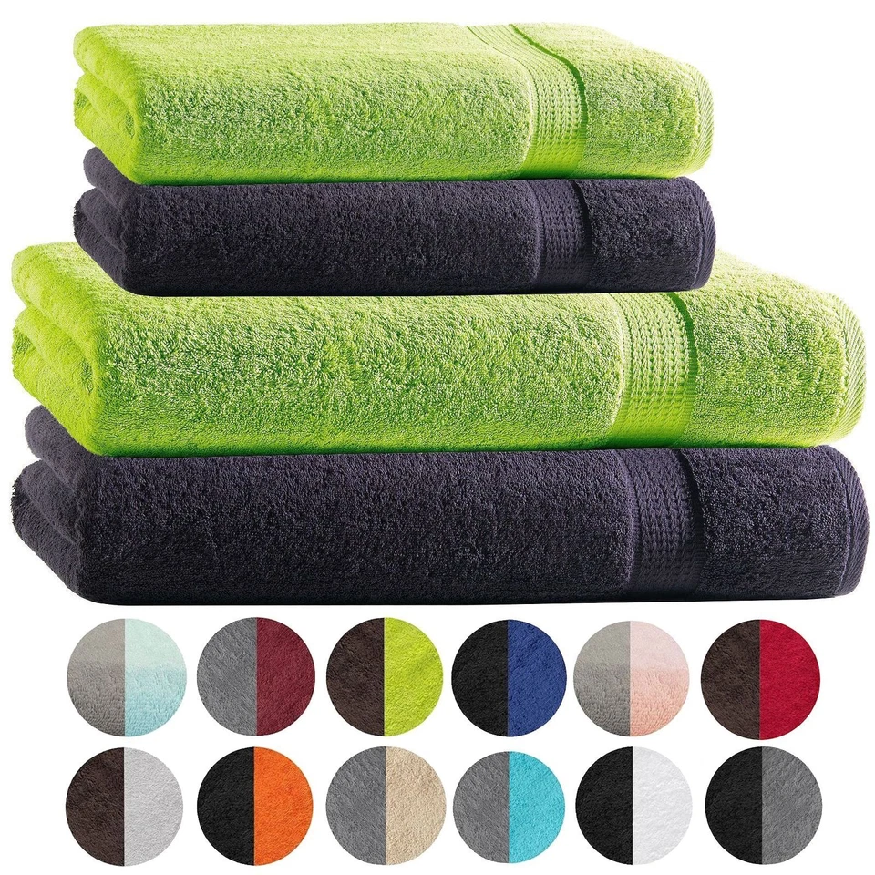 LHT 4er Set 2 Duschtücher + 2 Handtücher Duschtuch Handtuch Handtuchset 2 Farben - Bild 1 von 1