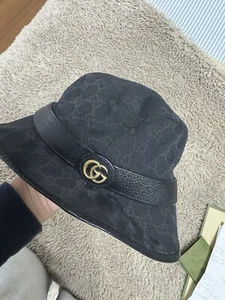GUCCI Bucket Hat GG Double G Canvas Black, SIZE L - Picture 1 of 6