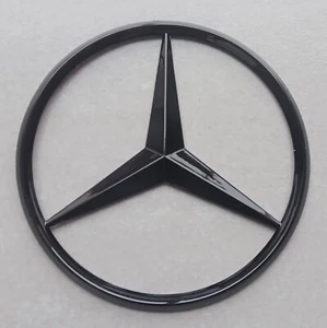 Original Logo Emblem Mercedes Stern schwarz glänzend Heckklappe Kofferraum 90mm 9cm - Bild 1 von 4