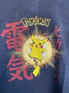 Vtg Y2K 2000 Pokémon Pikachu T-Shirt Youth L/XL Electric Anime Nintendo Long - Picture 1 of 11