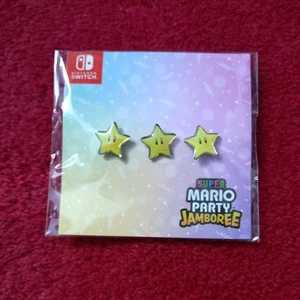 Official Nintendo Super Mario Party Jamboree - STAR PIN BADGES X 3 - New/Sealed - Picture 1 of 2