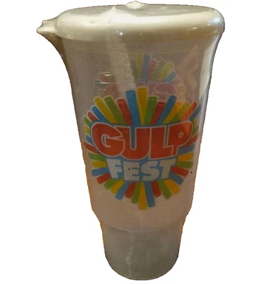 Vaso de plástico para beber 7-11 Gulp Fest 2017 tapa blanca Foto 1 de 4