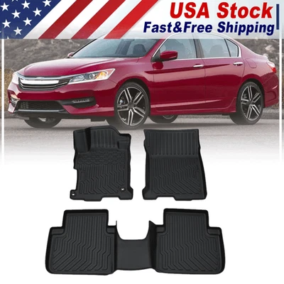 Fits 13-17 Honda Accord Sedan 3D Floor Mats All Weather Front Rear Carpets TPE - Image 1 of 4