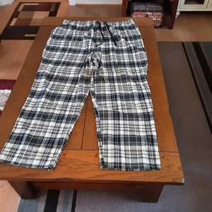 Mens XLT Harbor BAY sleepwear Pants Black White Plaid Drawstring - Picture 1 of 1