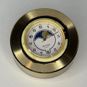 Bulova kleine Tischuhr mit Mondphase goldfarben funktioniert mit neuer Batterie B0524 - Bild 1 von 3