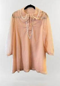 Vintage Gossard Artemis Pink Babydoll Nightgown Lingerie Med Long Sleeve - Picture 1 of 18