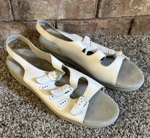 Sandalias SAS para mujer Tripad zapato cómodo talla 10 M cojín cuero perforado blanco - Imagen 1 de 12