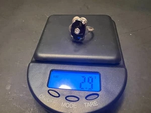 Silber Onyx Ring Vintage Sterling Marquise Schwarz Onyx Strass 4,5 - Bild 1 von 12