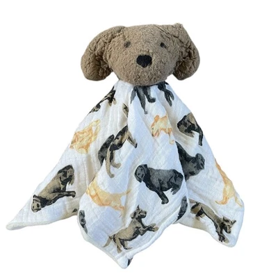 MUDPIE Baby Security Blanket Lab Labrador Retriever Dog Plush Puppy Muslin Lovey - Image 1 of 4