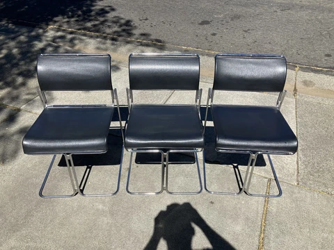 Vintage Post Modern Chrome Stacking Chairs Cover