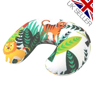 CHILDRENS NECK SUPPORT PILLOW Flight Travel Small U Shaped Lions Tigers Jungle - Picture 1 of 13