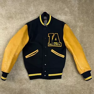 VTG 1960s Cal State Los Angeles Varsity Jacket 36 letterman snap Lewis black - Picture 1 of 20