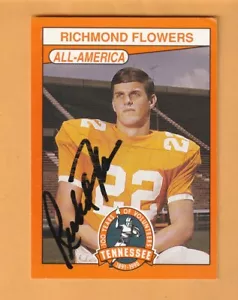 Tarjeta Richmond Flowers Tennessee Volunteers 1990 firmada AUTO Dallas Cowboys - Imagen 1 de 2