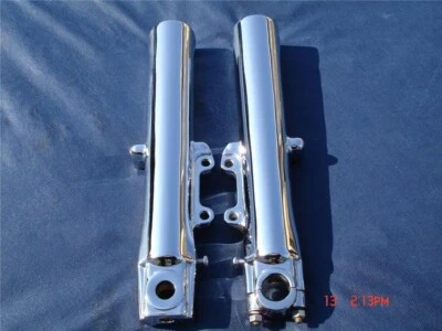 Harley Chrome Lower Fork Sliders Legs Road King Exchange Prog 00-13 Touring FLHR - Image 1 of 4