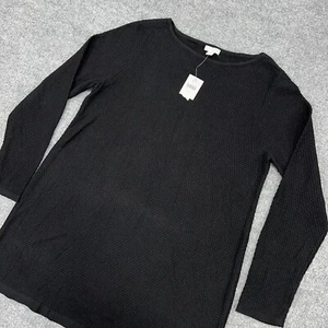 J.Jill Top Womens S Black Tunic Sweater Waffle Knit Textured Long Sleeve NEW - Picture 1 of 10