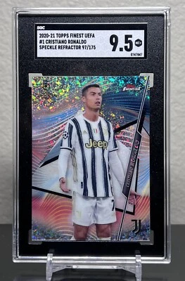2020-21 Topps Finest UCL Speckle Refractor #/175 Cristiano Ronaldo #1 Sgc 9.5 - Image 1 of 2