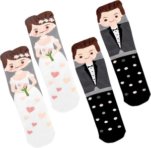 Hochzeitsgeschenke 2 Paar Hochzeit Socken für Brautpaar Lustig Hochzeitsgeschenk - Bild 1 von 7
