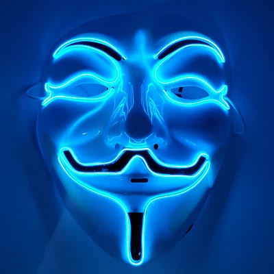 Vendetta Guy Fawkes LED Mask Light Up Hacker Cosplay Party Rave EDC Halloween US - Image 1 of 3