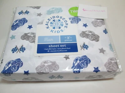  Kaleidoscope DANIEL MONSTER TRUCK Twin Sheeet Set ~ Blue, Grey, Navy NEW - Image 1 of 3