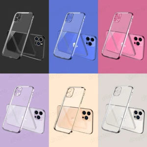 For iPhone 15 14 13 12 Pro Max 11 XS XR Ultra-thin Plating Soft Clear Case Cover - Picture 1 of 27