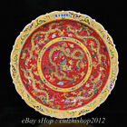 18" Marked Old China Wucai Porcelain Palace Dragon Flower Plate Dish Tray