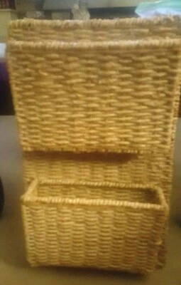 Морская трава? Плетеная настенная корзина для журналов сортировщиков почты 2 корзины, большая - Изображение 1 из 4