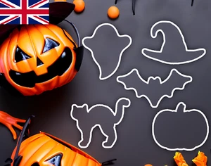Halloween Cookie Cutter Biscuit Fondant Pumpkin Ghost Witches Hat Cat Baking - Picture 1 of 9