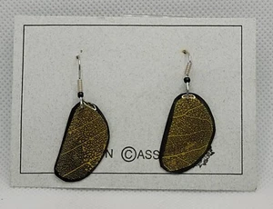 Ladies Leon Cassada Appalachian Art Pressed Flowers and Leaves Earrings - Picture 1 of 7